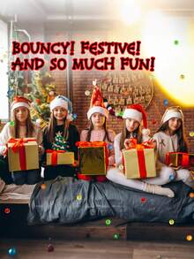 24 个圣诞节夜光弹球 - 圣诞派对礼物，多种设计，包括雪人、驯鹿和节日设计，耐用橡胶弹球，适用于圣诞派对用品、圣诞袜、生日礼品袋、派对填充物、宝箱填充物、圣诞派对装饰、节日活动配件、趣味设计、无需电源、节日设计、轻质材料、节日配件、活动组织者 - 彩色 - 查看 7