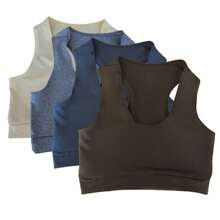Kit 5 Gym Top Fitness Fashion Plus Size Reinforced High Support - 3 黑色/2 混合色 - 查看 2