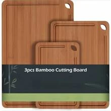 Kitchen Appliances Bamboo Cutting Board - Multi-Size Bamboo Cutting Board Set, Easy-Clean Cutting Board For Kitchen Prep & Charcuterie - Carbonized Bamboo(Brown) - View 1