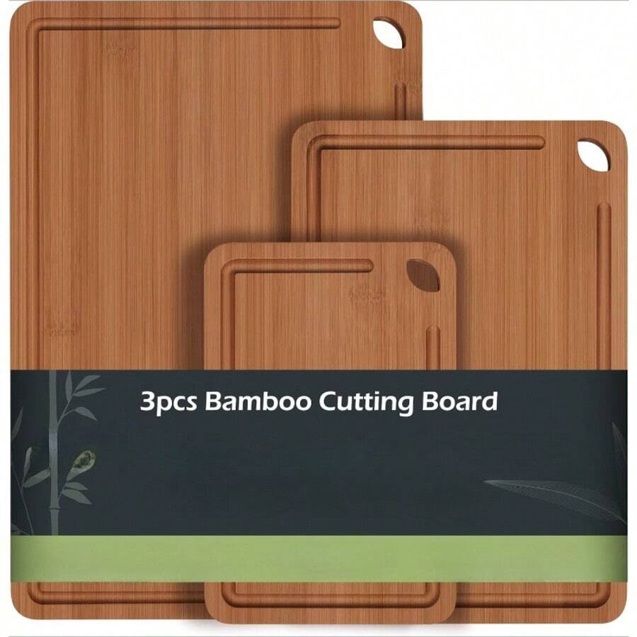 Kitchen Appliances Bamboo Cutting Board - Multi-Size Bamboo Cutting Board Set, Easy-Clean Cutting Board For Kitchen Prep & Charcuterie - Carbonized Bamboo(Brown) - View 1