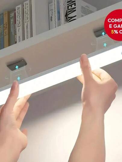 Luz LED com Sensor de Movimento Recarregável por USB - Magnética, Brilho Ajustável para Guarda-Roupas e Armários