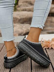 Women's Snow Boots, New Autumn/Winter Thick Bottom, Thermal Lined, Ankle Height, Warm Shoes - Black - View 6