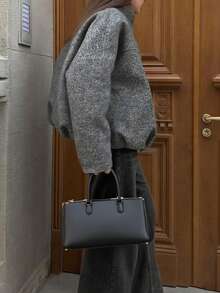 Damen Lässige modische Reißverschluss Alltagsjacke, Saum plissiert locker Langarm warme Jacke; Stilvoller Stehkragen plissiert locker kurzer Mantel, Herbst/Winter