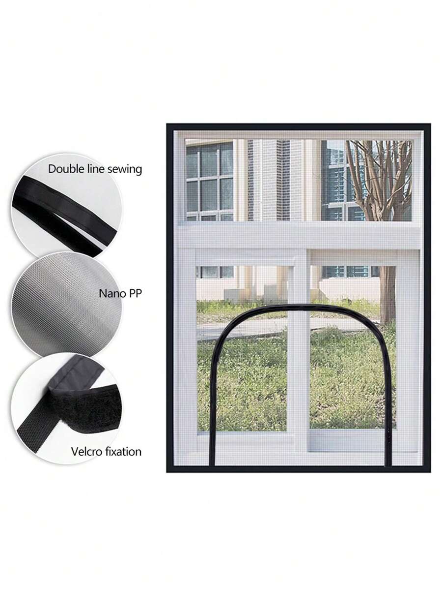 Window Mosquito Screen, Invisible Mesh Screen, Door Curtain, Household Self-Adhesive External Window Without Punching U-Shaped Zipper Screen Window, Self-Adhesive And Reusable Mosquito Net For Windows, Fiberglass Anti Scratch, Not Easy To Break