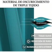 Cortinas Blackout para Recamara con Aislamiento Térmico, Cortinas para Sala 100% Poliéster Tela, Reducción de Ruido, Suave Cortinas con Bolsillo para Barra, 2 Paneles, 132 x 213.3 cm - azul pavo real - Ver 7