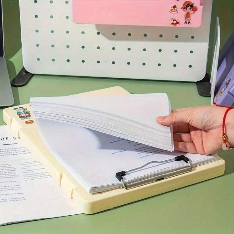 1/2 Folder Storage Box, Available In Multiple Colors, With Built-In Storage Space, Suitable For Storing Test Papers, Files, Sheet Music And Other Materials, Essential For Students And Teachers - 粉色 - 查看 8