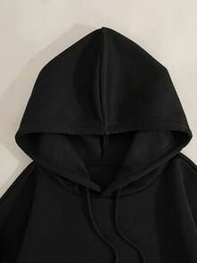 Men's Casual Hoodies With "FAITH OVER FEAR" Double-Side Letter Graphic Print, High Quality Retro Street Style Long Sleeve For Going Out - 黑色 - 查看 6