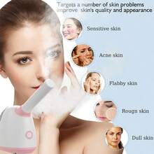 Large Water Tank 3-In-1 Nano Ionic Facial Steamer With 360° Rotatable Nozzle - Humidifier - Pore Cleanser - Blackhead Remover - Spa Quality, Free Roller And Hair Band Included - 查看 2