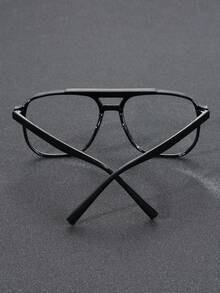 1pc Black Plastic Solid Color Full Frame Advanced Sense Unique Double Beam Design Pilot Frame Modern Simple Style Men Clear Glasses For Daily Life Musical Festival Weekend Outfit Appointment Outfits Festival Outfit Fashion Accessories Suitable For All Face Shapes