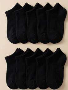 1/10/20/30 双男女通用黑色袜子隐形袜运动袜百搭简约透气柔软舒适时尚百搭袜子情侣款适合日常或户外休闲穿着