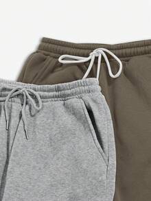 新款女士两件套保暖内衬休闲抽绳运动裤家居服女士运动裤睡衣秋冬休闲保暖内衬运动舒适裤适合居家户外运动聚会，秋季必备 - 彩色 - 查看 5