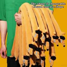 1pc Plush Sausage Dog Doll, Realistic Dachshund Stuffed Animal Chew Doll With Sound - Multicolor - View 8