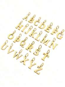 1pc Exquisite Fashion Jewelry Necklace, Stainless Steel A-Z,26 English Initials Pendant, Holiday, Suitable Women To Wear Daily Stainless Steel Letter Pendant Necklace - 銀色 - 查看 3