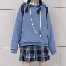 Women Cute Shark Hoodie Long Sleeve Blue Kawaii Animal Shark Shape Hooded Pullover Sweatshirts - 藍色 - 查看 2