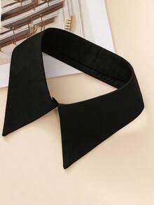 1pc Women's New Style Black Fashionable Decorative Chiffon False Collar Shirt, Detachable Bow Tie Accessories Women - 黑色 - 查看 6