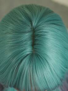 NAMM 30 英寸绿色渐变紫色波浪假发，宽松长卷发，带刘海，高品质耐热纤维合成长卷发假发，适合时尚女性和女孩派对角色扮演使用 - 綠色 - 查看 6