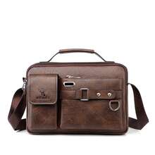 Men's PU Leather Shoulder Bag Crossbody Bag Suitable Fit For 8 Inch Laptop - Dark Brown - 查看 1