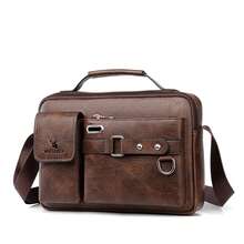 Men's PU Leather Shoulder Bag Crossbody Bag Suitable Fit For 8 Inch Laptop - Dark Brown - 查看 2