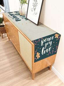 1 pieza Camino de mesa de lino con estampado navideño, adecuado para fiestas, cumpleaños, cenas, decoración de mesa de cocina y comedor, cubierta para mueble de zapatos, decoración del hogar para todas las temporadas