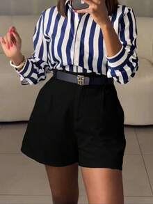 Pantalones cortos de verano de talla grande para volver a la escuela, para maestros - Negro - Ver 2