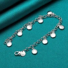 925 Silver Plated Lentils Chain Bracelet For Women Charm Wedding Party Fashion Jewelry - Silver - View 2