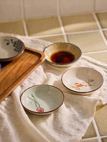 Cirelle Bộ 6 đĩa sứ Nhật Bản cổ điển, đĩa gốm, đĩa đựng gia vị, đĩa đựng nước tương, đồ dùng học tập, quà tặng Giáng sinh - Nhiều màu - Xem 2