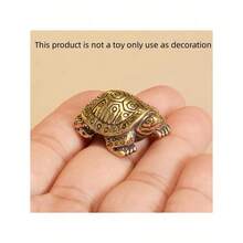 1 pieza Tortuga de la longevidad vintage, escultura decorativa de latón macizo del animal de la longevidad, decoración del hogar, regalo de cumpleaños para personas mayores - Dorado - Ver 2