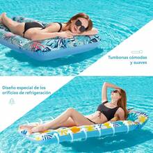 Flotador Inflable De La Piscina,Colchón De Aire De La Playa,Hamaca del Agua Conveniente para Los Adultos,Partido De La Piscina,Playa,Al Aire Libre (74 Pulgadas X 34 Pulgadas) (Azul y Amarillo) - 1 - Ver 2