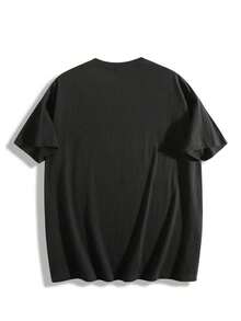 Una camiseta de verano casual para hombre de poliéster, con cuello redondo y mangas cortas, camiseta negra con estampado, con las letras BOOS NYKBOOS en un estampado sencillo, casual y simple, adecuada para salir y para el uso diario, con tela ligera y transpirable - Negro - Ver 2