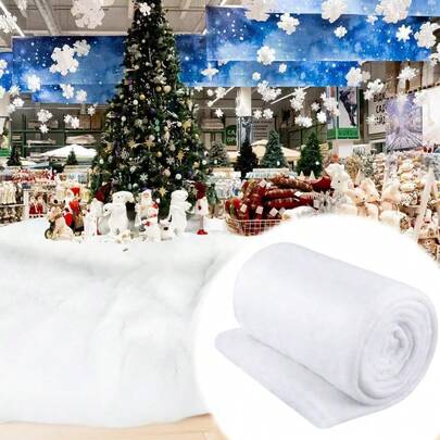1Pc White Christmas Decorative Snow Blanket, Artificial Simulation Hand-Torn Snow Roll, Suitable For Home Christmas Party Decoration, Christmas Tree Decoration Accessories, 2026 New Year Party Table Decoration, Winter Party Scene Decoration Fake Snow, 2026 Christmas Decorations