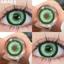 AMARA 绿色瞳孔彩色隐形眼镜，角色扮演彩色隐形眼镜，万圣节彩色隐形眼镜，万圣节服装 - RHINE-GREEN - 查看 5