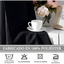 Cortinas Blackout para Recamara con Aislamiento Térmico, Cortinas para Sala 100% Poliéster Tela, Reducción de Ruido, Suave Cortinas con Bolsillo para Barra, 2 Paneles, 132 x 213.3 cm - Negro - Ver 6