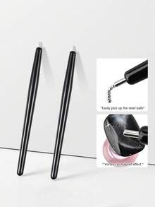 1支猫眼磁性笔，11厘米磁性钢珠笔，用于美甲，猫眼凝胶指甲油磁性棒，强磁性美甲工具 - 黑色 - 查看 9