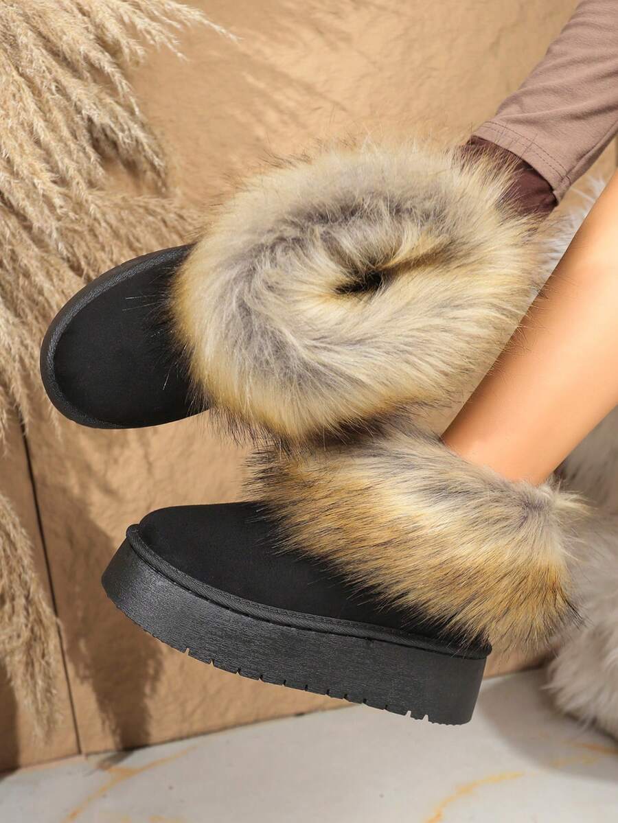 Botas de nieve para mujer, nueva moda de invierno con suela gruesa y tobilleras, forro de felpa cálido, suela antideslizante y duradera