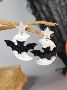 1 par de pendientes colgantes de calavera y corazón exagerados, divertidos y creativos para Halloween - Multicolor - Ver 11