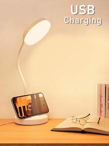 1pc 360° Adjustable Gooseneck USB Reading Light, Bedroom LED Lamp, Eye-Protection Desk Lamp, Bedroom LED Light, Book Light, Bedside Reading Light, USB Powered Lighting Fixture - White - View 2