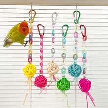 1pc/Set Parrot Toys, Colorful Rattan Ball Pendant String, Peony, Tiger Stripe, Sunflower, Parrot Chewing Toys, Bird Cage Decor Items, Multiple Colors Available