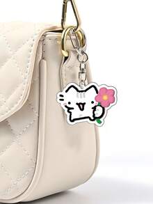 1pc/5pcs Acrylic Cute Cartoon Line Cat Keychain Clown Cat Pink Girl Cat Heart Balloon Kitten Animal Theme Keychain Pendant Car Keychain, Wallets,Car Keys, Bags, Friends', Anniversary S Christmas Gift Ideas Bag Accessories Lanyards With Id Holder Car Accessories Bag Charms