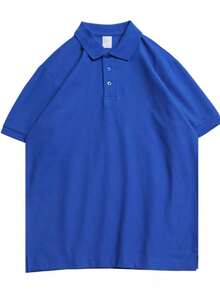 Men's PLAIN POLO Shirt Premium Cotton Pique Fabric Promotion - 寶藍色 - 查看 2