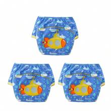 3/6片装可重复使用婴儿尿布，刺绣可重复使用婴儿训练内衣，男孩女孩学习内衣，透气，柔软舒适 - 彩色 - 查看 45