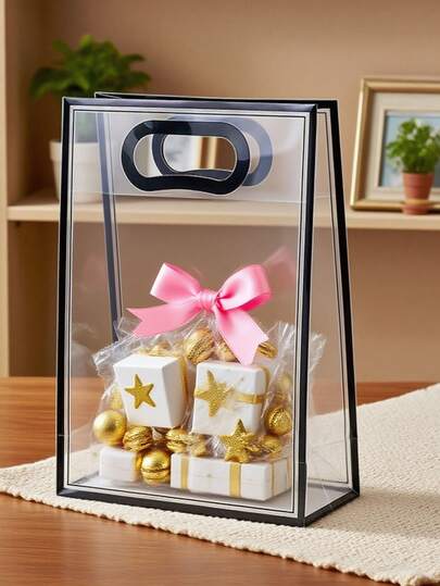 20个透明PVC礼品袋、手提袋、包装袋、包装盒、手提袋、简易手提收纳袋、大容量手提袋、护肤品收纳袋、礼品袋、生日礼品袋、结婚礼品袋、返校塑料防水礼品袋、透明礼品袋、结婚礼品袋、迎婴派对礼品袋