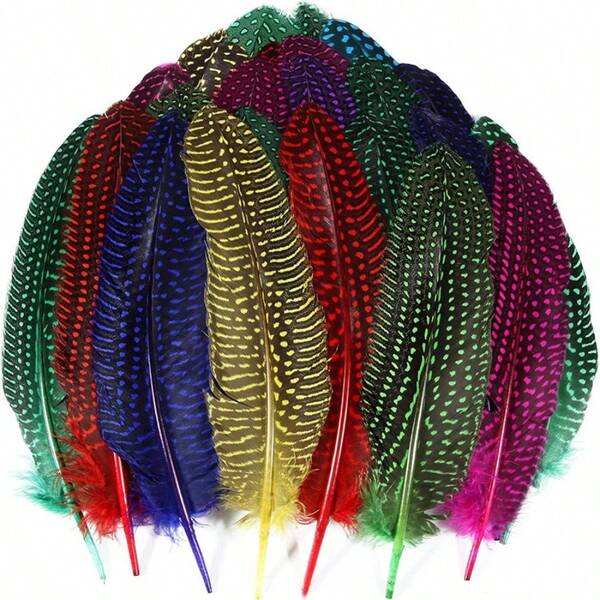 24 Stücke Guinea Federn, 15-20 cm - Natürliche Hühnerfedern für Karneval, Halloween Kostüme, Hüte, Haarschmuck, Heimdekoration, Hochzeits- und Partydekorationen
