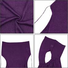 Women Knitted Hoodie Sweater Vest Sleeveless Hollow Out Hooded Crop Top Streetwear Rave Oufit - 紫色 - 查看 6