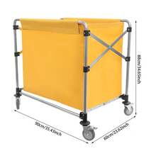 YIYIBYUS 220lbs Commercial Laundry Cart, Laundry Cart With Wheels, Folding Laundry Cart 90x60x88cm - Yellow - View 3