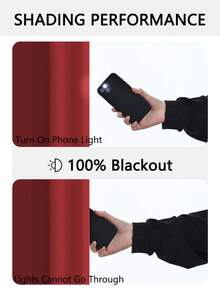 1pc Blackout Curtain Panel With Thermal Insulated Lining, Suitable For Living Room, Bedroom, Kitchen, Bathroom, Home Decor, Room Decor - Red - View 5