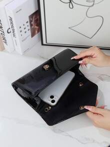 闪亮奢华 PU 手拿包，新款女士信封包晚宴包，时尚派对包，舞会包，婚礼包，适合参加晚宴、聚会、舞会、派对、婚礼。 - 黑色 - 查看 7