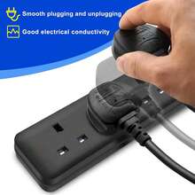 LIPWEL British Minimalist Style Extension Cord, 39"/71"/118"/197" Length Options, 4-Outlet Power Strip, Fire-Resistant Power Socket, Black, 3250W Multi-Function Plug, And Fire-Resistant, With Wall Mounting Holes, Wall-Mountable, Plug Made Of Flame-Retardant PC Material, Soft Power Indicator Light, Suitable For Home, Office And Garden. Extension Cord Power Strip - UK Plug(220-240V) - View 6