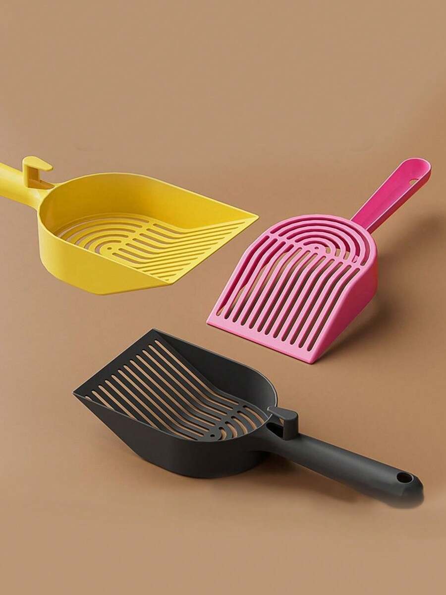 3PCS Striped Pattern Cat Litter Scoop+2 Hooks, Hollowed Out Scoop Handle Surface Smooth And Non Stick, Easy To Clean With A Single Rinse, Multifunctional Large Cat Litter Scoop, Exquisite Cat Litter Scoop, Easy To Hang, Suitable For Christmas And Other Holiday Gifts Material: PP