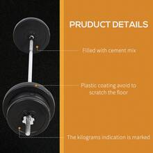 HOMCOM 65kg Adjustable Barbell Weights Set, 2-In-1 Dumbbells And Barbell Set With Knurled Bar, Free Weights Training Equipment, For Home Gym, Exercise - Black - View 6