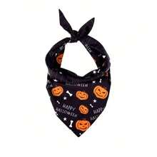 Halloween Pet Bandana, Candy Pumpkin Triangle Scarf, Suitable For Small Dogs And Cats, Applicable For Halloween, Day Of The Dead Holiday Party Decoration